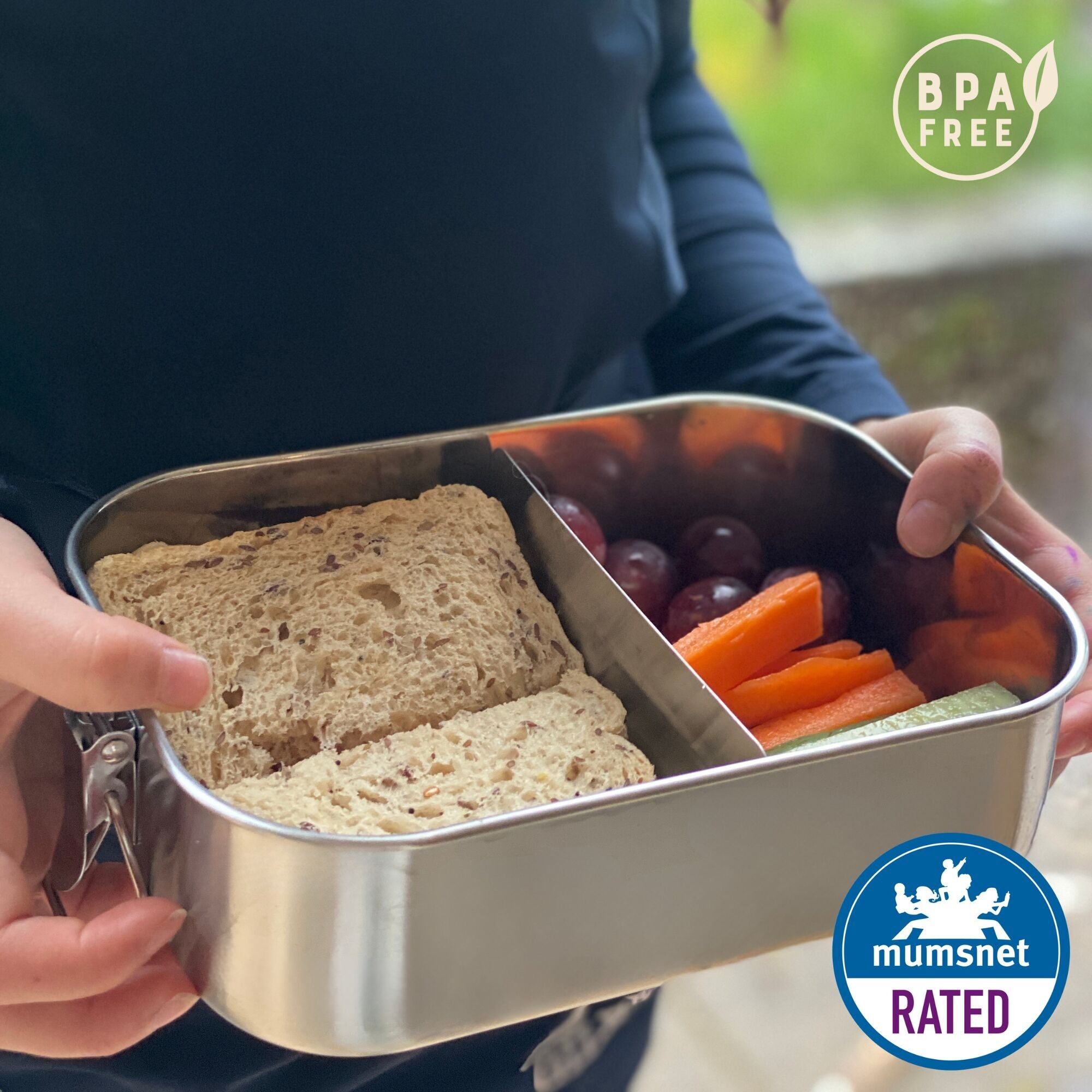 Stainless Steel Lunch Box with Divider | Metal Bento Lunchbox 1.2 L