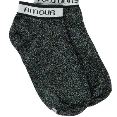 Lurex-Socken für Damen aus Bio-Baumwolle - Justine l'Amour en Noir