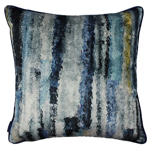 Aura Navy Blue Printed Velvet Cushions_43cm x 43cm