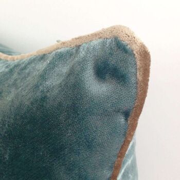 Coussins en velours écrasé bleu canard_60cm x 40cm 3