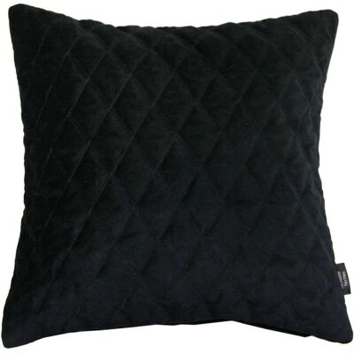 Diamond Quilted Black Velvet Cushion_43cm x 43cm