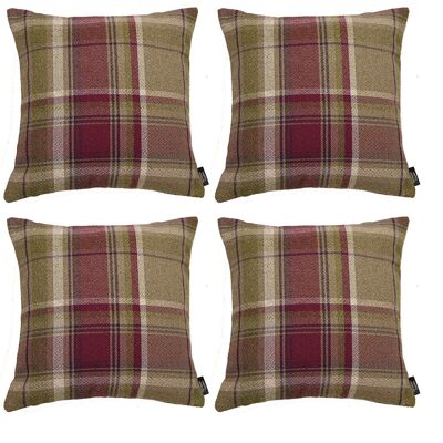 Heritage Purple + Green Tartan 43cm x 43cm Cushion Sets_Set of 4