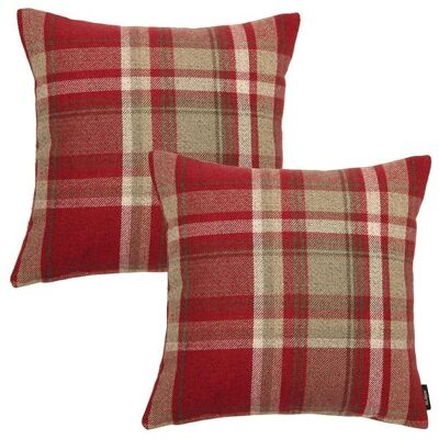 Heritage Red + White Tartan 43cm x 43cm Cushion Sets_Set of 2