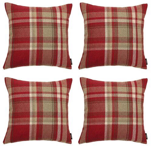 Heritage Red + White Tartan 43cm x 43cm Cushion Sets_Set of 4