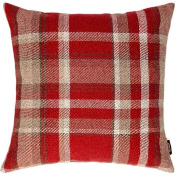 Coussin Tartan Héritage Rouge + Blanc_60cm x 60cm 1