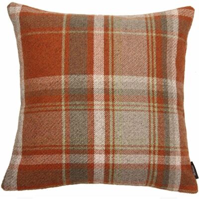 Heritage Burnt Orange + Grey Tartan Cushion_43cm x 43cm