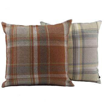 Coussin Héritage Burnt Orange + Tartan Gris_49cm x 49cm 3