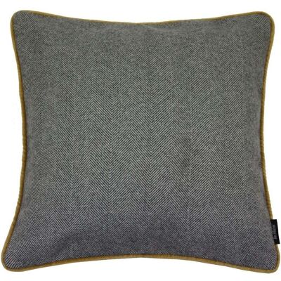 Herringbone Boutique Grey + Yellow Cushion_43cm x 43cm