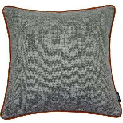Herringbone Boutique Grey + Orange Cushion_43cm x 43cm