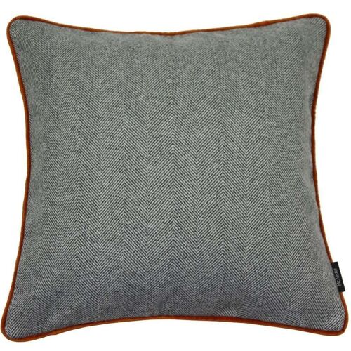 Herringbone Boutique Grey + Orange Cushion_60cm x 60cm