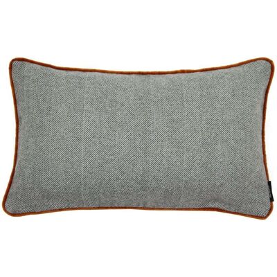 Herringbone Boutique Grey + Orange Cushion_50cm x 30cm