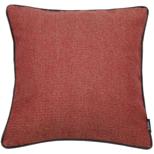 Herringbone Boutique Red + Grey Cushion_43cm x 43cm