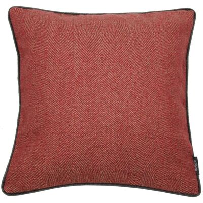 Herringbone Boutique Red + Grey Cushion_60cm x 60cm