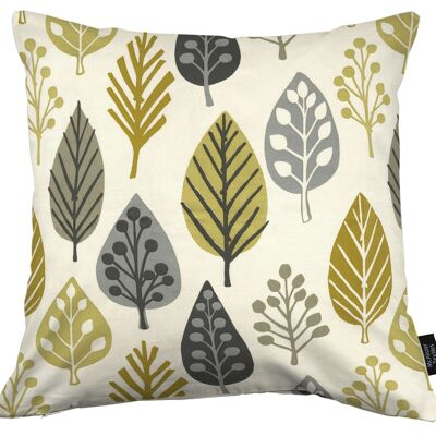 Magda Cotton Print Ochre Yellow Cushion_43cm x 43cm