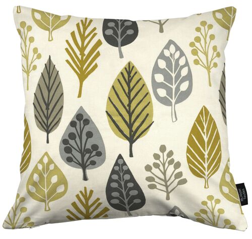 Magda Cotton Print Ochre Yellow Cushion_49cm x 49cm