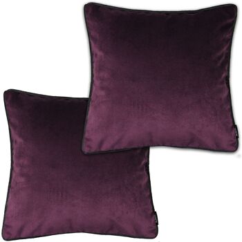 Ensembles de coussins en velours violet aubergine mat 43 cm x 43 cm_Ensemble de 2