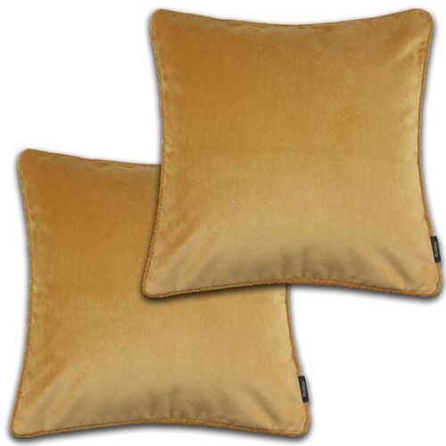 Matt Ochre Yellow Velvet 43cm x 43cm Cushion Sets_Set of 2