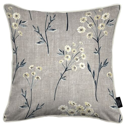 Meadow Soft Grey Floral Cotton Print Cushions_43cm x 43cm
