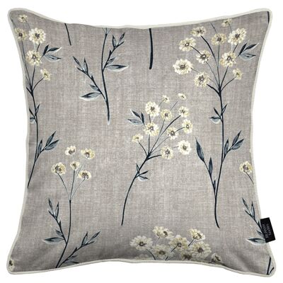 Meadow Soft Grey Floral Cotton Print Cushions_60cm x 40cm