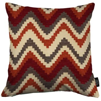 Coussin Rayé Rouge Navajo + Orange Brûlé_49cm x 49cm 1