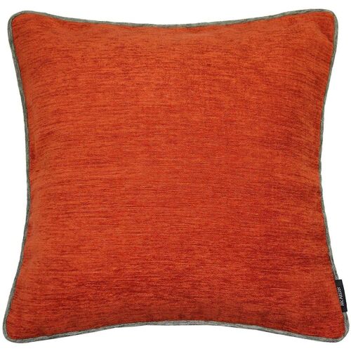 Plain Chenille Contrast Piped Burnt Orange + Grey Cushion_50cm x 30cm