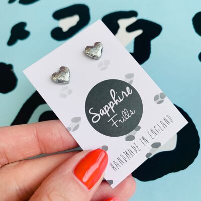 Mini Silver Foil Heart Stud Earrings - Surgical Steel Stud