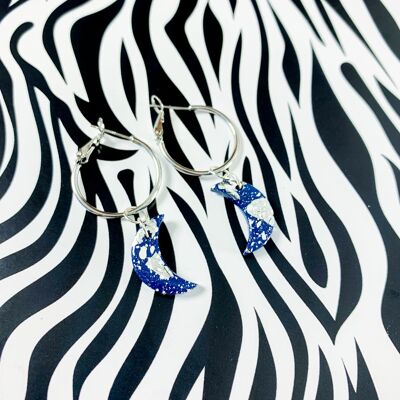 Boucles d'oreilles Galaxy Splatter Moon - 2cm Silver Color Hoop