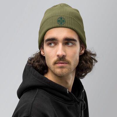 Organic Ribbed Beanie - Olive