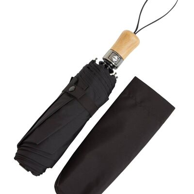 Auto Open & Close Ince Folding Umbrella - Yorkshire Beechwood Handle - Black