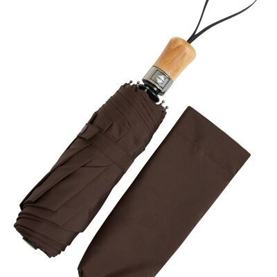 Auto Open & Close Ince Folding Umbrella - Yorkshire Beechwood Handle - Brown
