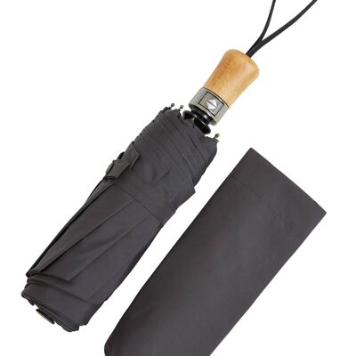 Auto Open & Close Ince Folding Umbrella - Yorkshire Beechwood Handle - Charcoal