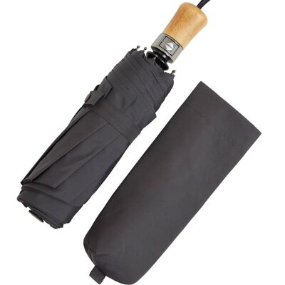 Auto Open & Close Ince Folding Umbrella - Yorkshire Beechwood Handle - Charcoal