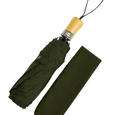 Auto Open & Close Ince Folding Umbrella - Yorkshire Beechwood Handle - Dark Forest