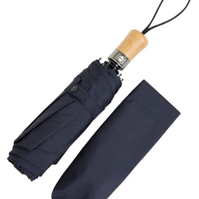 Auto Open & Close Ince Folding Umbrella - Yorkshire Beechwood Handle - Navy