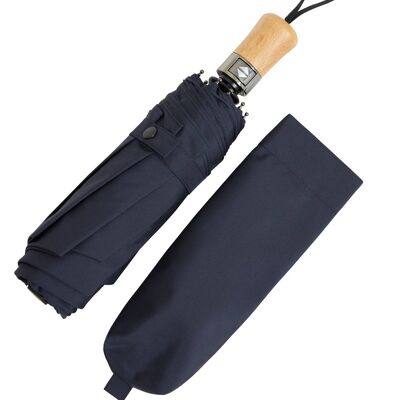 Auto Open & Close Ince Folding Umbrella - Yorkshire Beechwood Handle - Navy