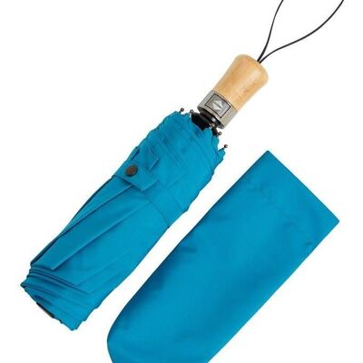 Auto Open & Close Ince Folding Umbrella - Yorkshire Beechwood Handle - Kingfisher