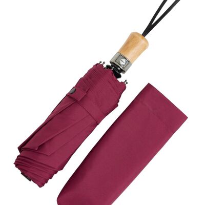 Auto Open & Close Ince Folding Umbrella - Yorkshire Beechwood Handle - Wine