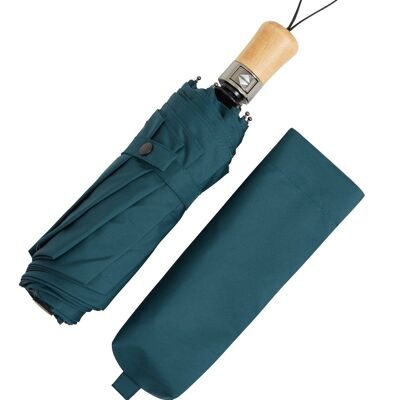 Auto Open & Close Ince Folding Umbrella - Yorkshire Beechwood Handle - Teal