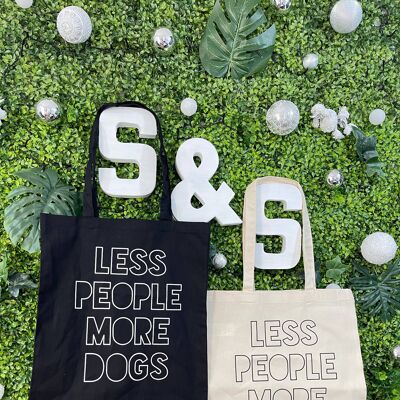 'Less People, More Dogs' Tote Bag Noir ou Naturel , SKU009