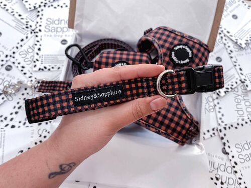 Black and Brown Checkered Plaid Dog Collar , SKU012