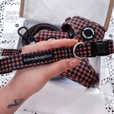 Black and Brown Checkered Plaid Dog Collar , SKU013