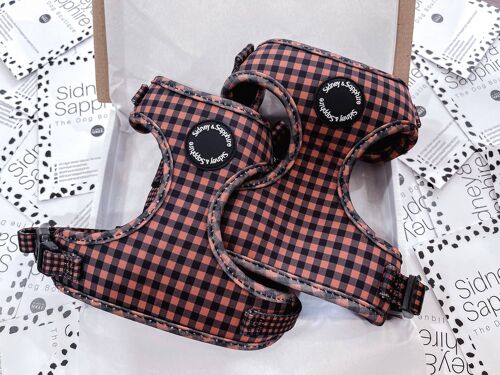 Black and Brown Checkered Plaid Dog Harness , SKU016