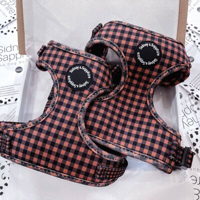 Black and Brown Checkered Plaid Dog Harness , SKU015