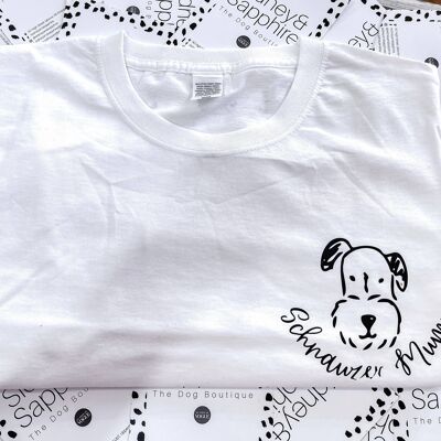 Maglietta per amante dei cani 'Schnauzer Mum' Tee bianca o nera, SKU109
