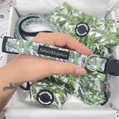 Hundehalsband „Botanical Bella“ mit grünem Pflanzendruck, SKU132