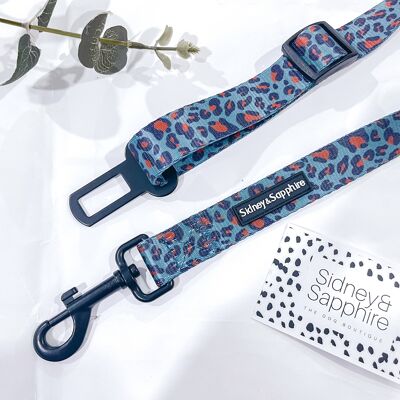 Sistema de sujeción para coche para perros "Wild Willow" con estampado de leopardo azul marino, SKU138