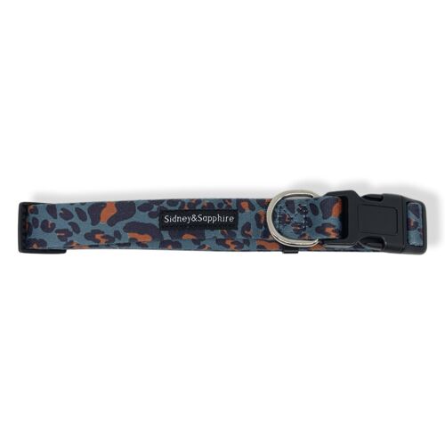 Navy Leopard Print 'Wild Willow' Dog Collar , SKU139