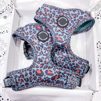 Imbracatura per cani "Wild Willow" con stampa leopardata blu scuro, SKU142