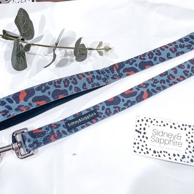 Navy Leopard Print 'Wild Willow' Dog Leash , SKU146