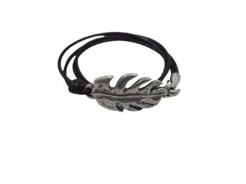 Pulsera Monstera doble cuero